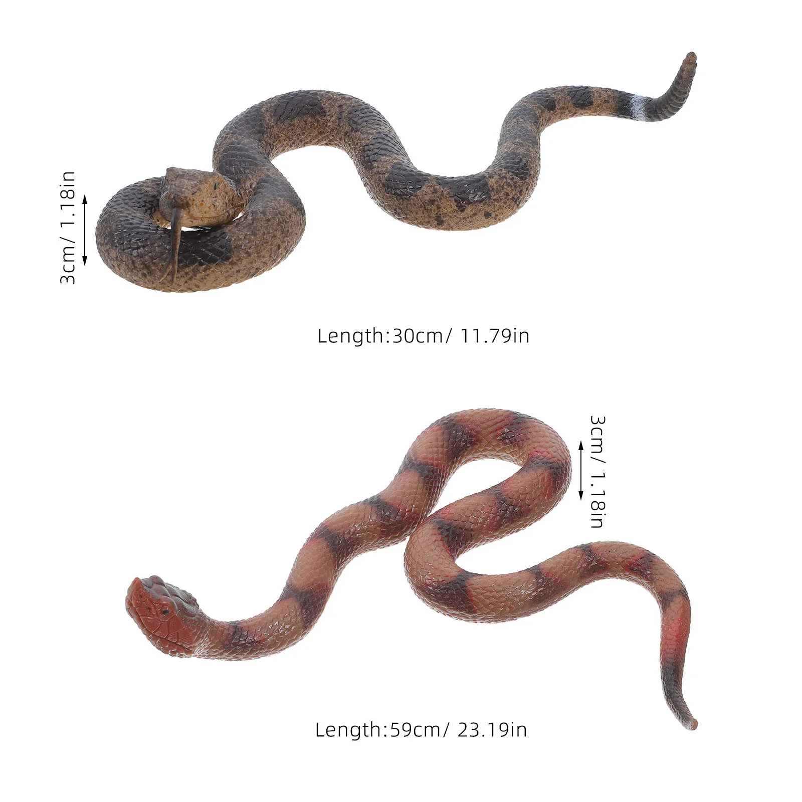 2Pcs Soft Rubber Lifelike Rattlesnake Realistic Prank Props Halloween Garden Decor Snake Rubber Toy Snake Snakes Toys