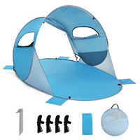 Pop Up Beach Shell 3-4 People Beach tent Sun Protection Throwing Tent with Carry bag & 2 Net Windows & 4 Sand Bags