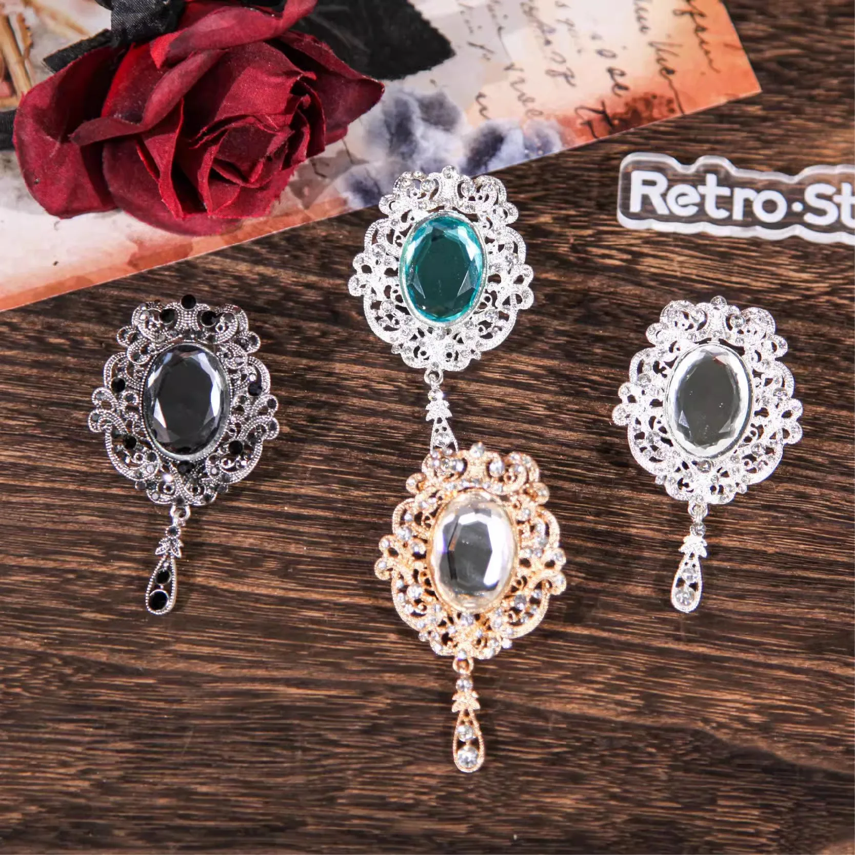 Prosperity Series Vintage Pearl Lace Pendant Wallet Clip Creative DIY Journal Material Student Supplies Stationery