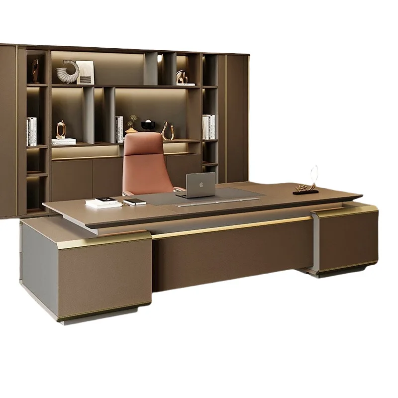 

2025 new model to the store desk boss simple modern president office furniture light luxury manager large class table