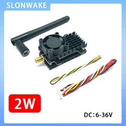 Long distance Over 2Km Range 5.8Ghz 2W 2000mW FPV Wireless Transmitter 48CH With heat sink and fan For RC Quadcopter Airplane