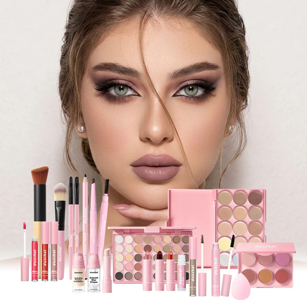 All In One Makeup Palette Full Face Cosmetic Set Concealer Contour Highlighter Blush Eyeshadow Eyebrow Pencil Lip Makeup Kit Por