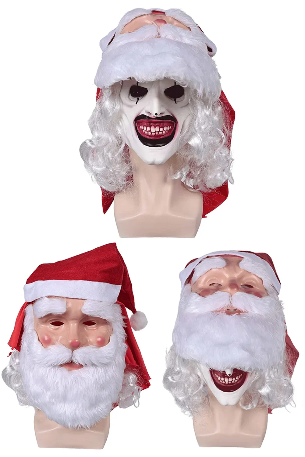 Fantasia Horror Art Clown Maschera di Babbo Natale Film Terrifier 3 Cosplay Disfraz Accessori per costumi Spaventosi Uomini Prop Festa di Halloween