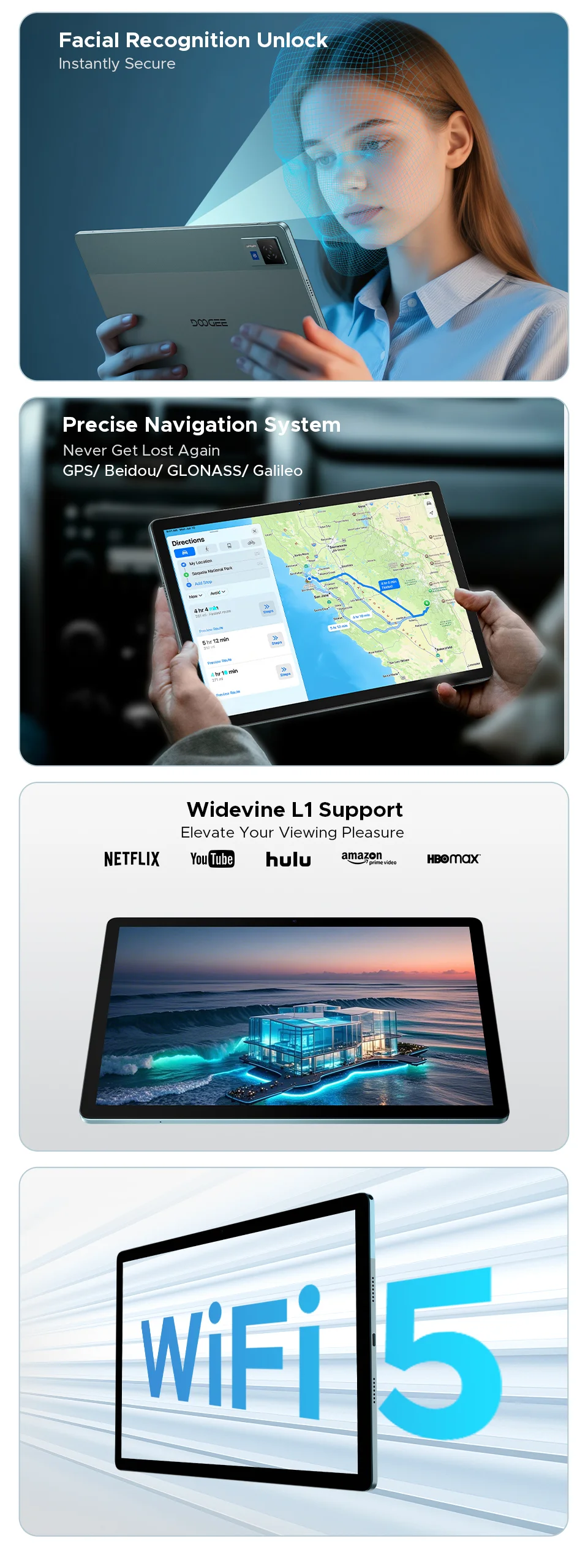 DOOGEE U13 Tablet Android 16 PC Gemini AI 13'' FHD+ Screen 32GB RAM 256GB 11000mAh Large Battery 7.5mm Ultra-thin Smart Pad