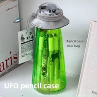 Creative UFO-Shaped Pencil Case Transparent Large Capacity Stationery Doll Storage Bag School Gift Funny Creative Pen Holder 1pc
