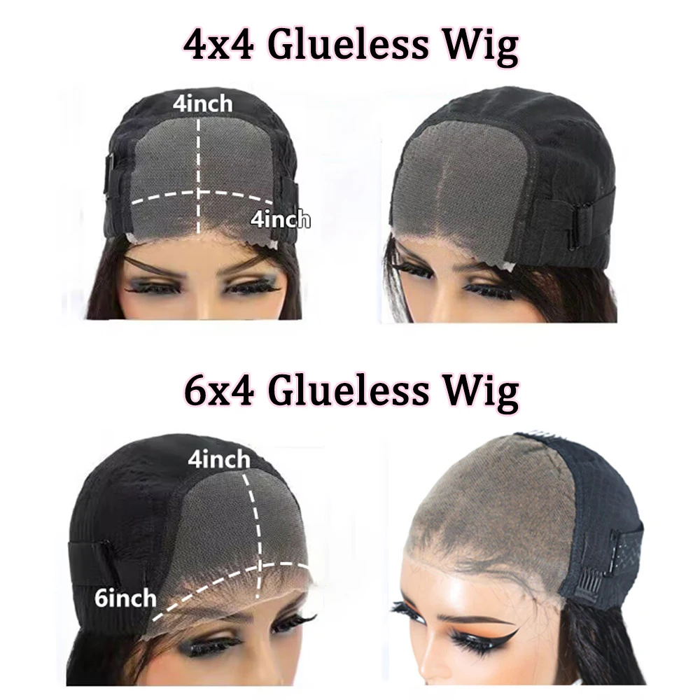 Glueless Bob Wigs Human Hair Ready To Wear Bone Straight Human Hair 100% Short Wigs Pre Cut 4x4 6x4 Lace Closure Wig No Glue Wig