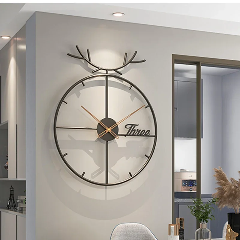 Metal Modern Design Wall Clock Living Room Luxury Black Silent Stylish Wall Watch Bedroom Chic Simple Reloj Pared Home Decor