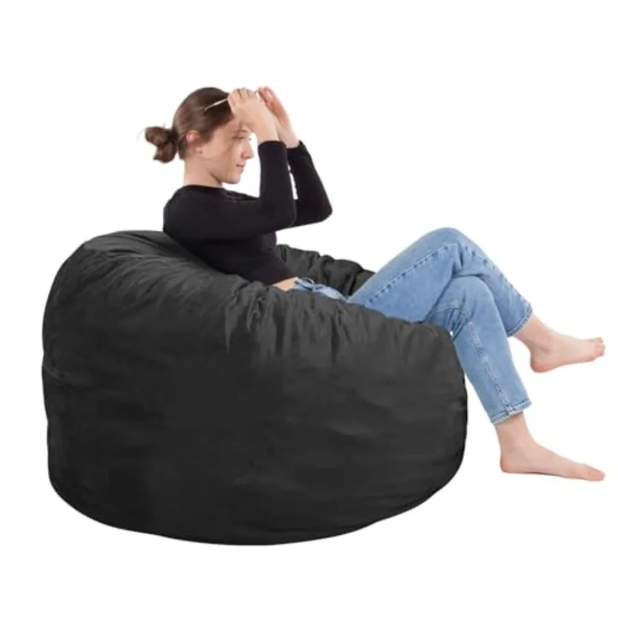 

Bean Bag Chair Memory Foam Filled Removable Velvet Cover Bean Bag Chairs for Adults and Teens Round Sofa Chair for Living Room