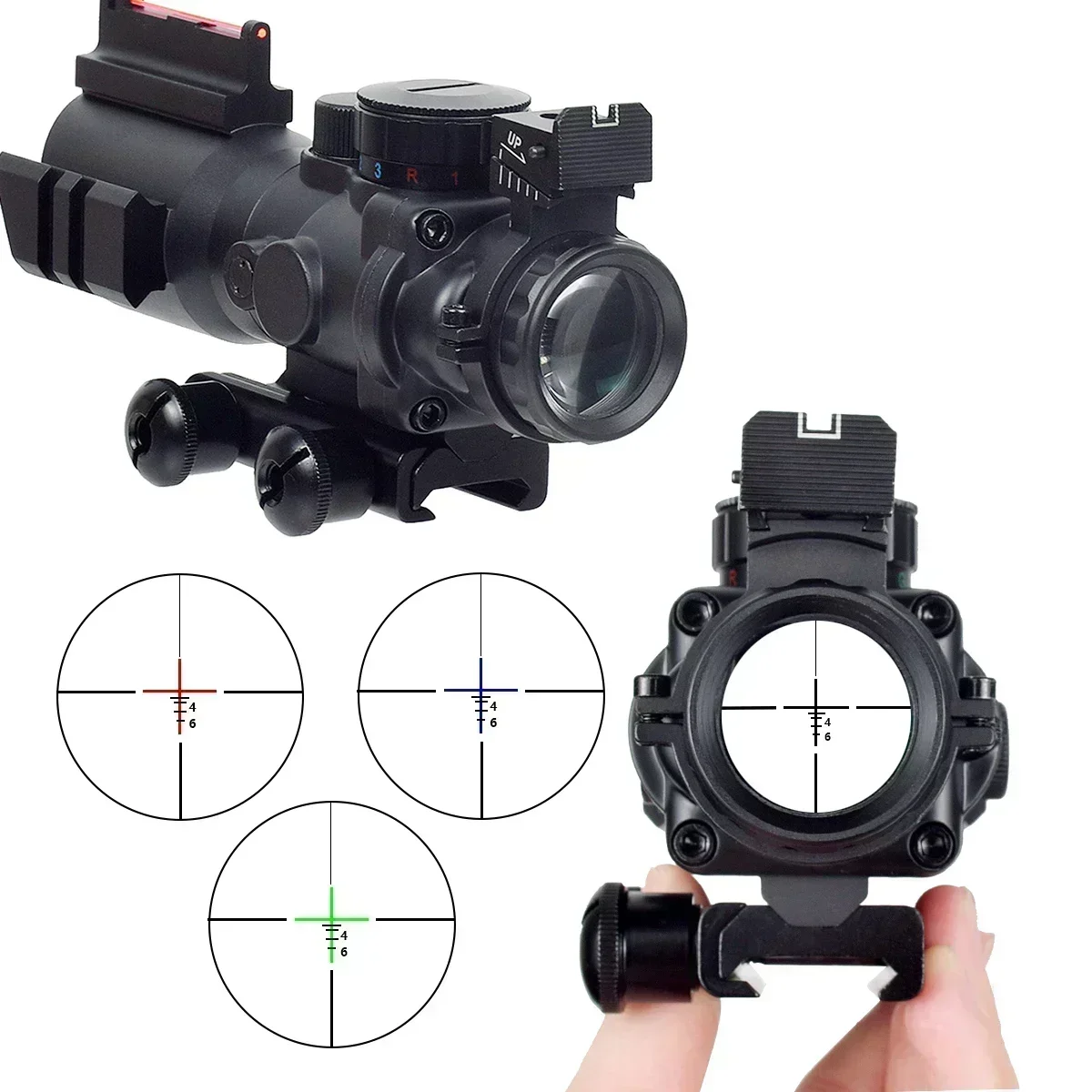 Tactical Trijicon ACOG 4X32 1x32 Scope Red Green Sight Airsoft Optics Illuminated Chevron Cross Glass Etched Reticle Hunting