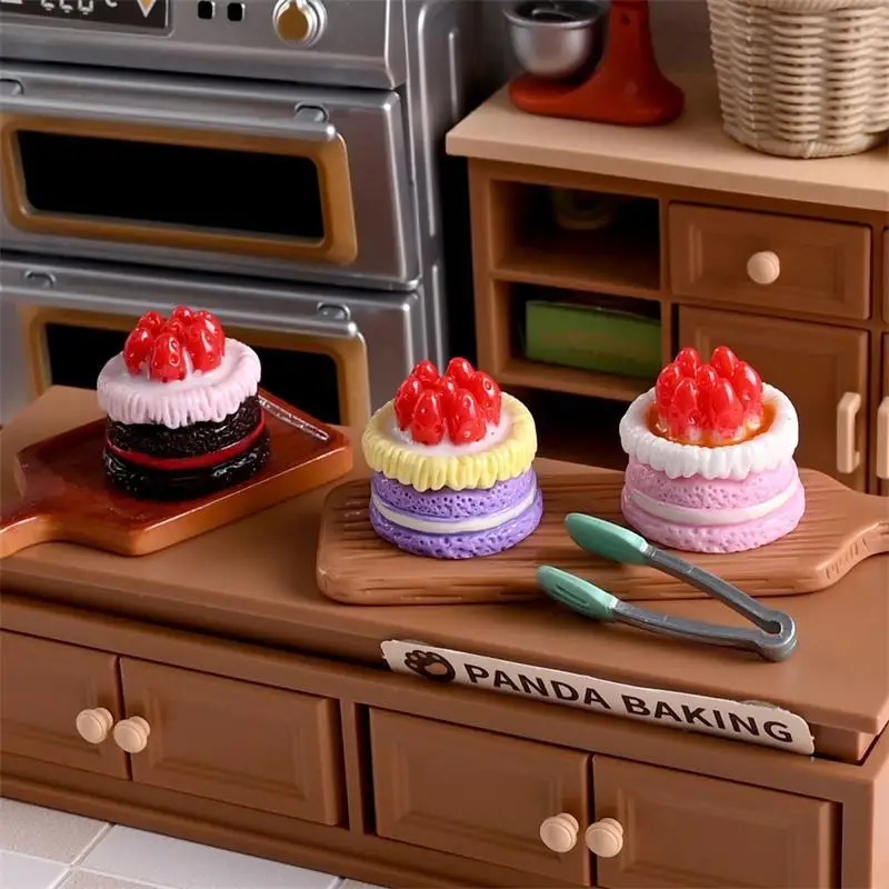 Maison de poupée Miniature, Simulation de crème, gâteau aux fraises, modèle alimentaire, jouet, ornements de maison, jouet pour enfants, jouets de Simulation, cadeau, 5/10 pièces