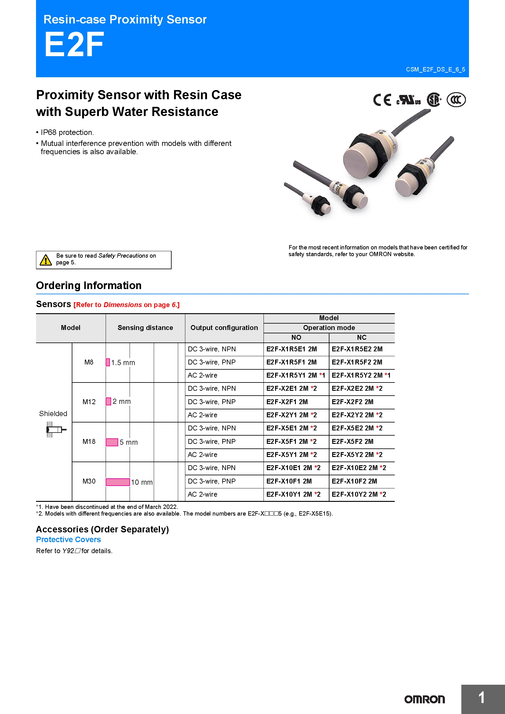 OMRON Original Resin-Gehäuse Näherungssensor Authentisch Neu E2F-X10E1 X1R5F1 X1R5E1 X2Y1 X5E1 X10F1 - Elektronische Komponente – Detail 1