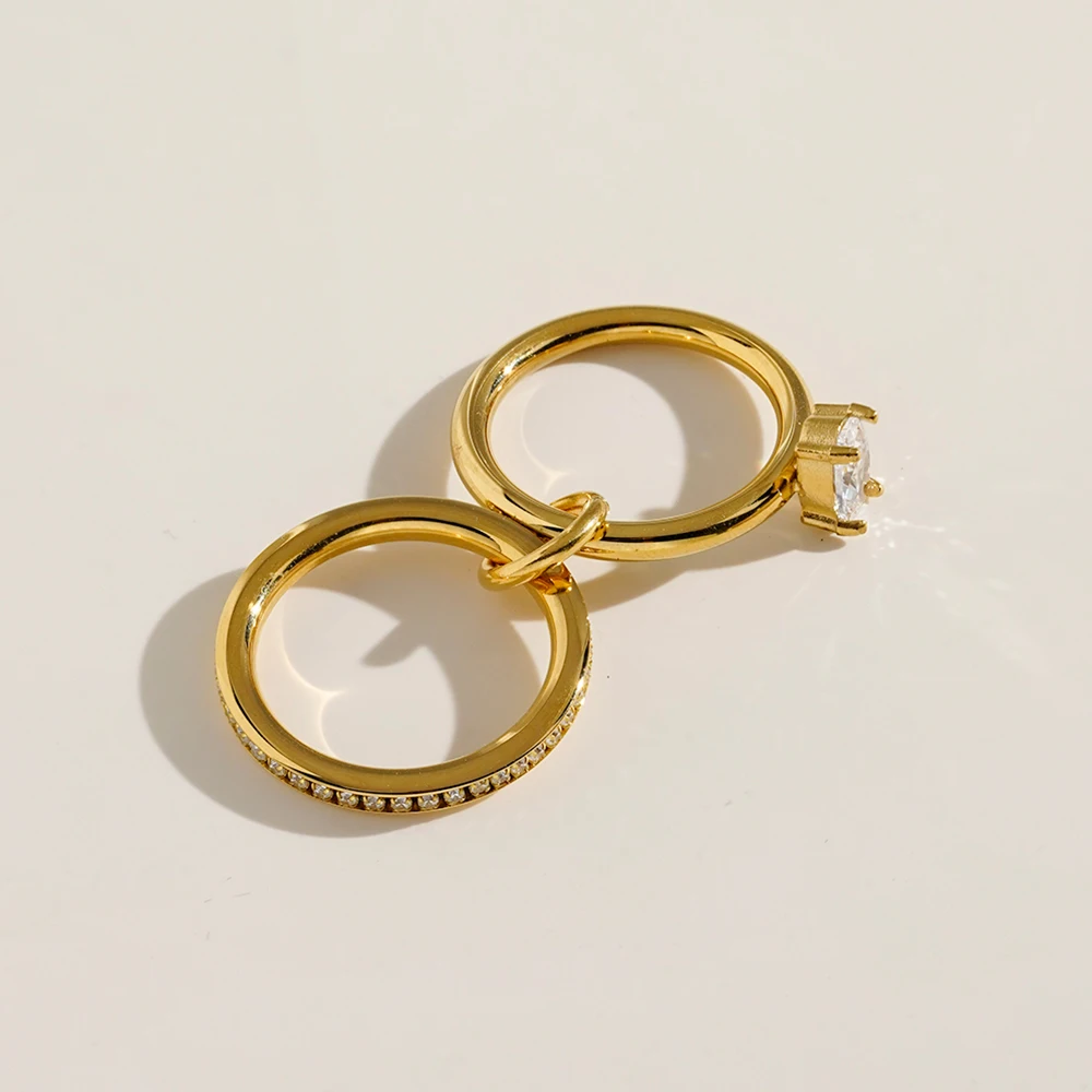 

ENFASHION Anillos Mujer Geometry Oval Zircon Ring For Women Stainless steel 18K Plated Gold High Street Fashion Jewelry R254578