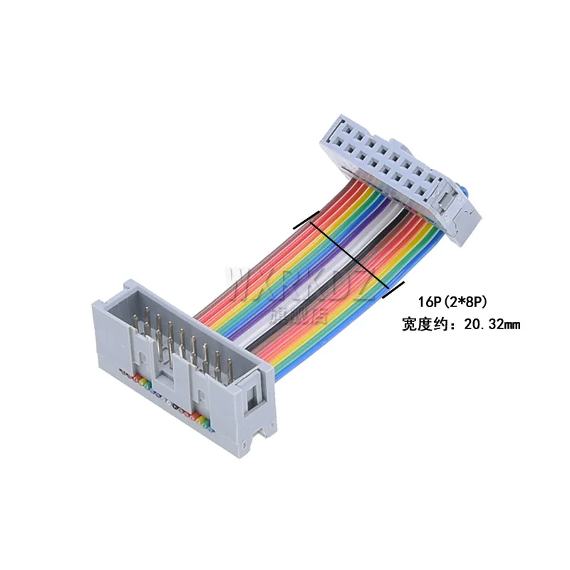 FC to DC3 2.54MM Pitch IDC Color Flat Cable Male to Female LED Screen Connection  JTAG Download Line ISP 100cm 1M 16/20P GPIO