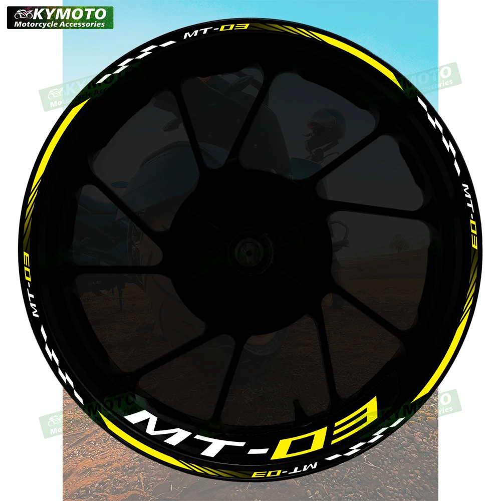 

For MT-03 MT03 motorcycle accessories 17 inch front and rear wheel decals fairing hub reflective rim stripe sticker decoration