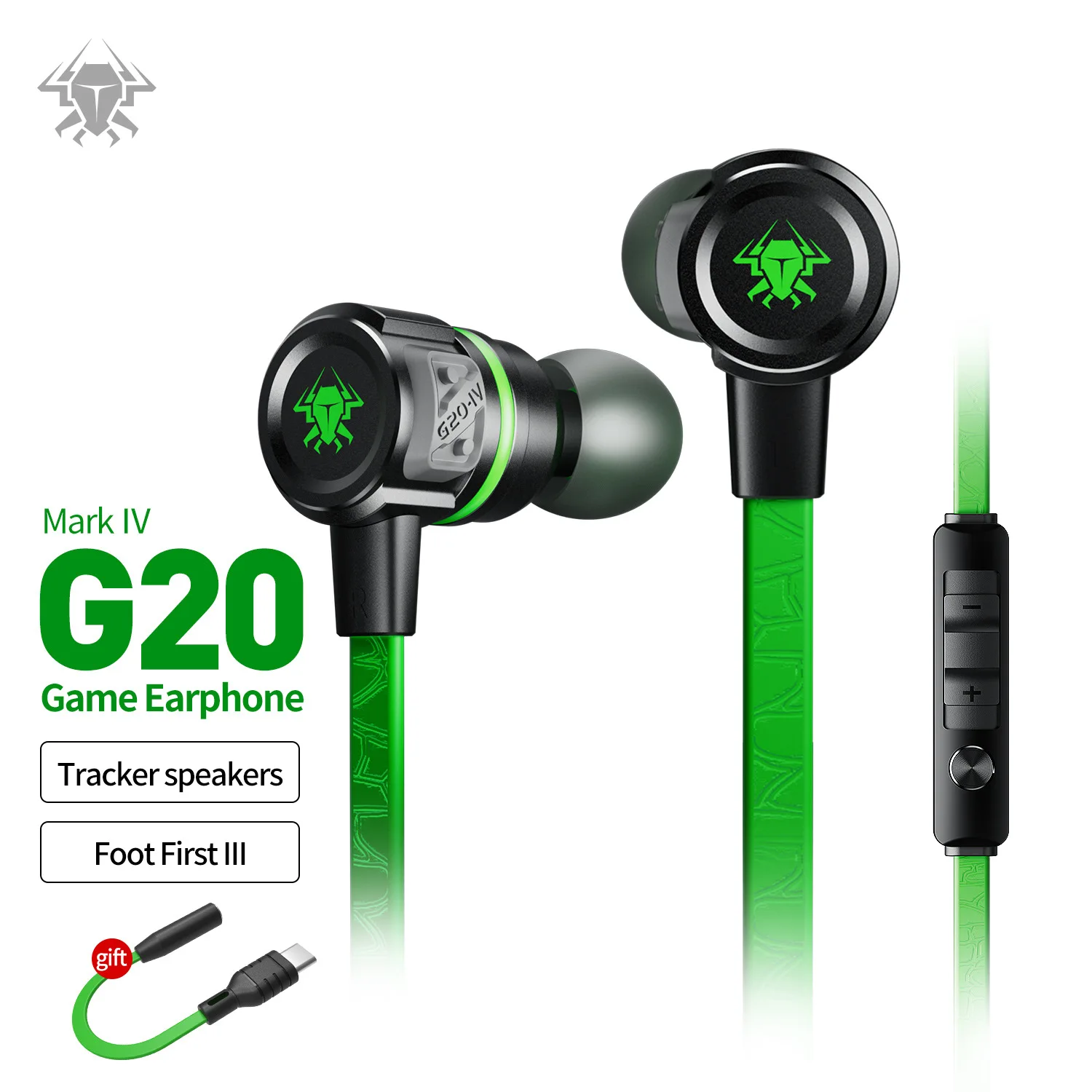 G20 in-ear Earphones 3.5mm and Type-C Dual-plug Universal Mobile Phone Wire-controlled Headset