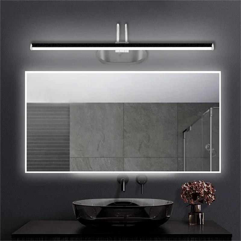 Nordic LED Mirror Front Light Walnut 44/57CM Bathroom Lighting Bedroom Vanity Washroom Kitchens Indoor Lighting Led Wall Sconces