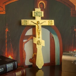 HTISOK Orthodox Standing Cross Jesus Crucifix Cross Religious Gift Orthodox Alloy Crucifix Jesus Statue Church Orthodox Cross