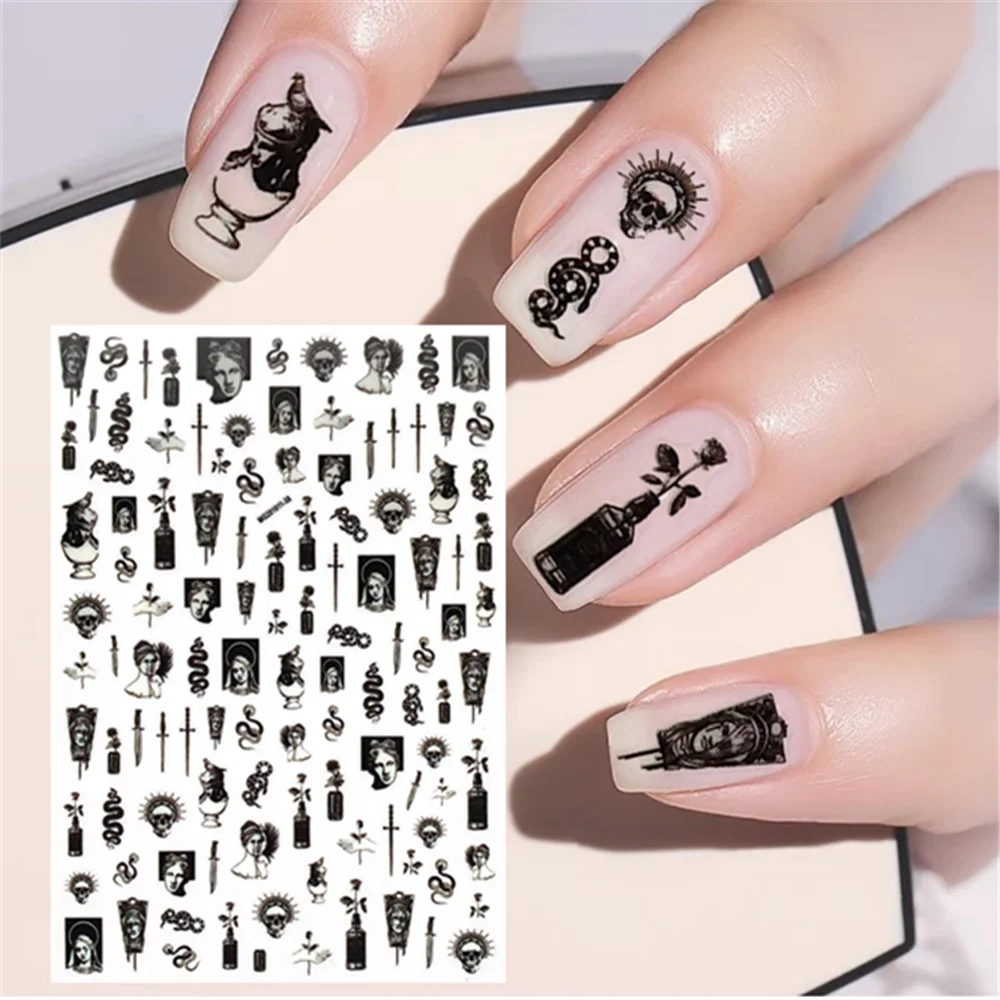 MG201011-38 WG661 Skull head snake sexy woman  3D Back glue Nail Art Stickers Decals Sliders Nail ornament decoration