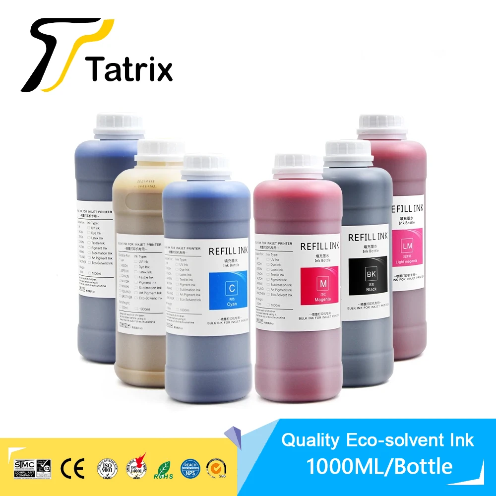1000ML Compatible Epson oiled based eco solvent ink For Roland Mimaki Mutoh Epson DX4 DX5 DX6 DX7 XP600 TX800 I3200 R1800 R2000