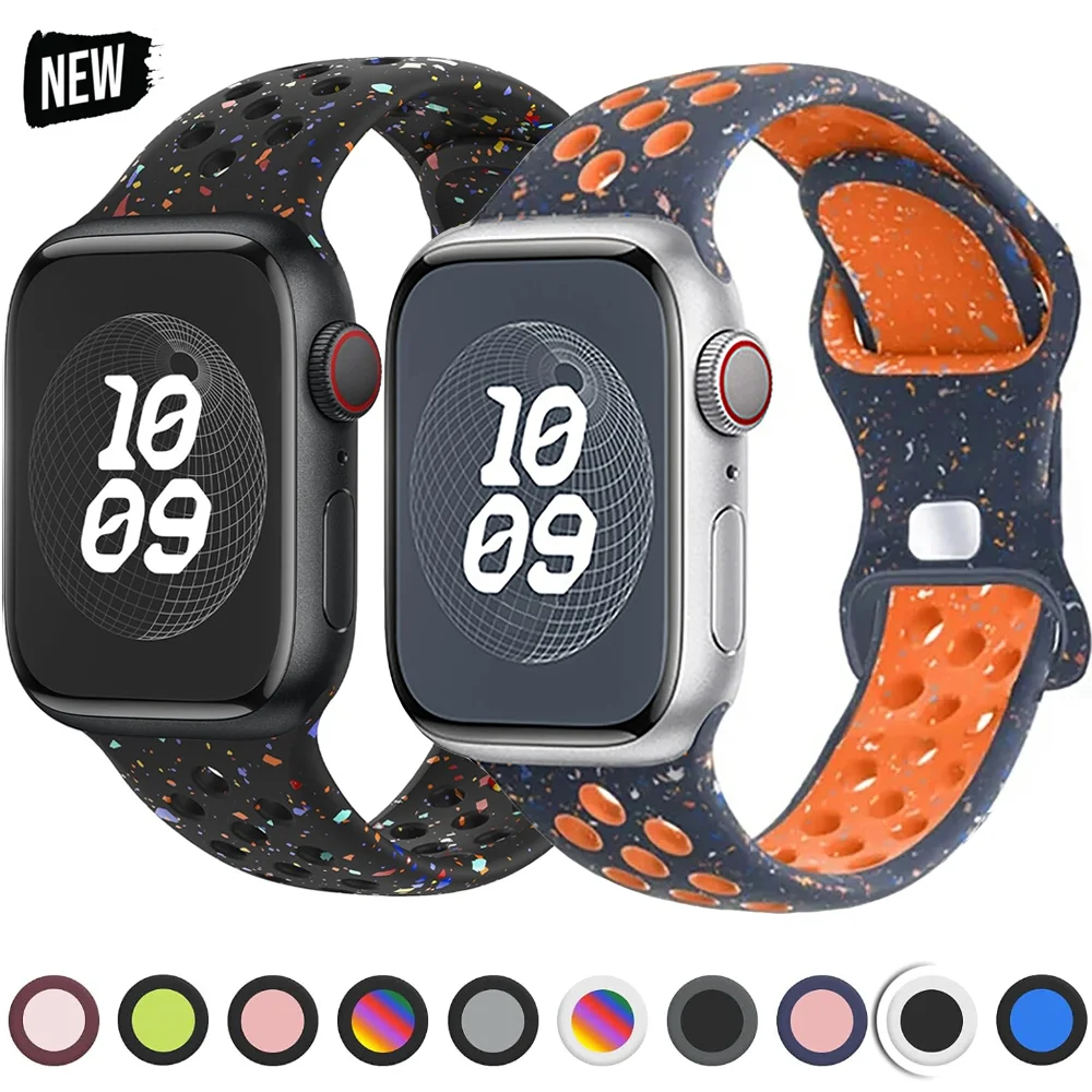 Correa de silicona Original para Apple Watch, pulsera deportiva de 45mm, 44mm, 40mm, 41mm, 38 MM, 42mm, 49mm, serie iWatch 9 SE, 8, 7, 6, 5, 4