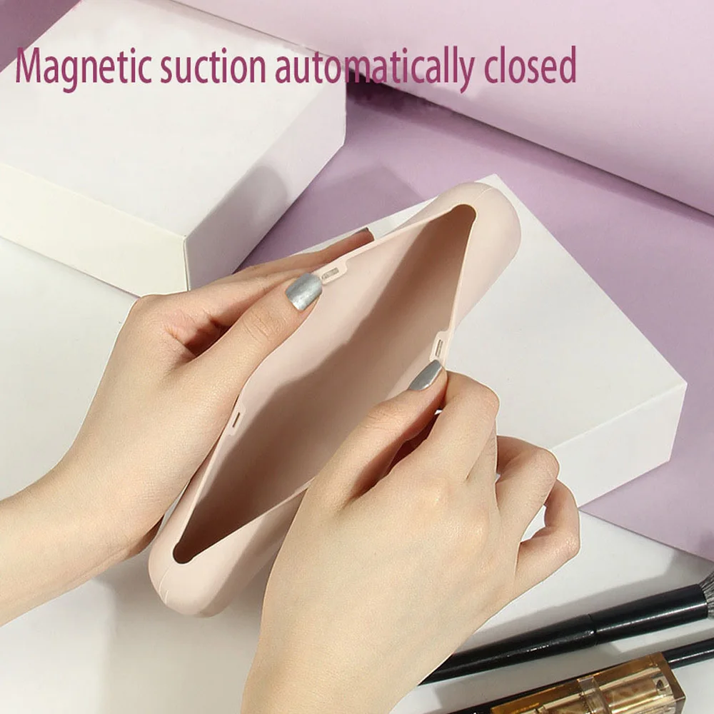 حامل فرشاة ماكياج محمول مقاوم للماء ، علبة إسفنجة مكياج ، أدوات للنساء ، الفتيات ، سيليكون ، حقيبة فرش سفر