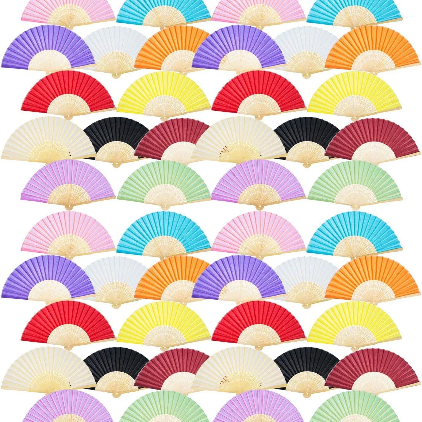 

20pcs Plain Fabric Fans Plain Wedding Folding Fans Candy Color Fabric Fans