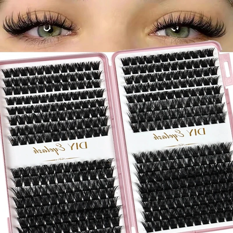Cluster Lashes D Curl Fluffy Volume Thick Individual Lashes DIY Eyelash Extensions Large Capacity