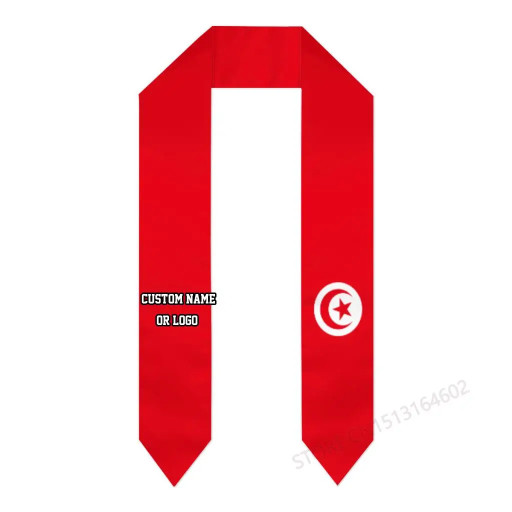 Custom Name Or Logo Tunisia Flag Graduation Stole Sash International Study Abroad Class of 2023 Shawl