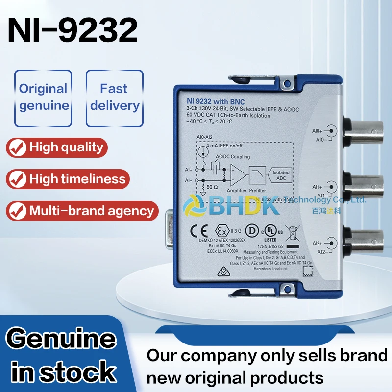 For NI-9232 3 Channels IEPE Sensor Input DAQ Module For Machinery Vibration Monitoring And Acoustic Testing