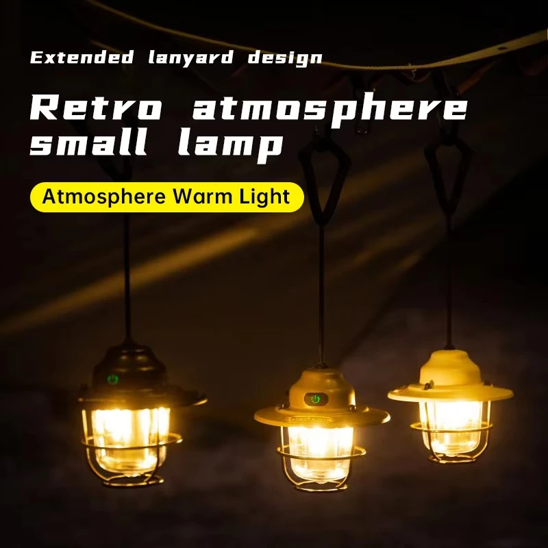 فانوس التخييم العتيق من Runtime - مصباح خيمة خارجي مقاوم للماء IPX4، ضوء طوارئ محمول مع ضوء محيط أبيض دافئ