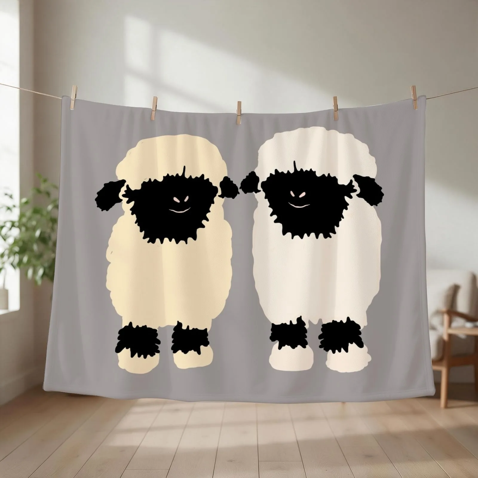 Valais black nose sheep friends Throw Blanket couch cozy soft plush fuzzy picnic outdoor blanket