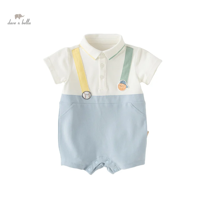 Dave Bella Baby Jumpsuit Romper Newborn Creeper 2024 New Summer Boys Romper Casual Cotton Comfortable Gentleman-Style DB2240634