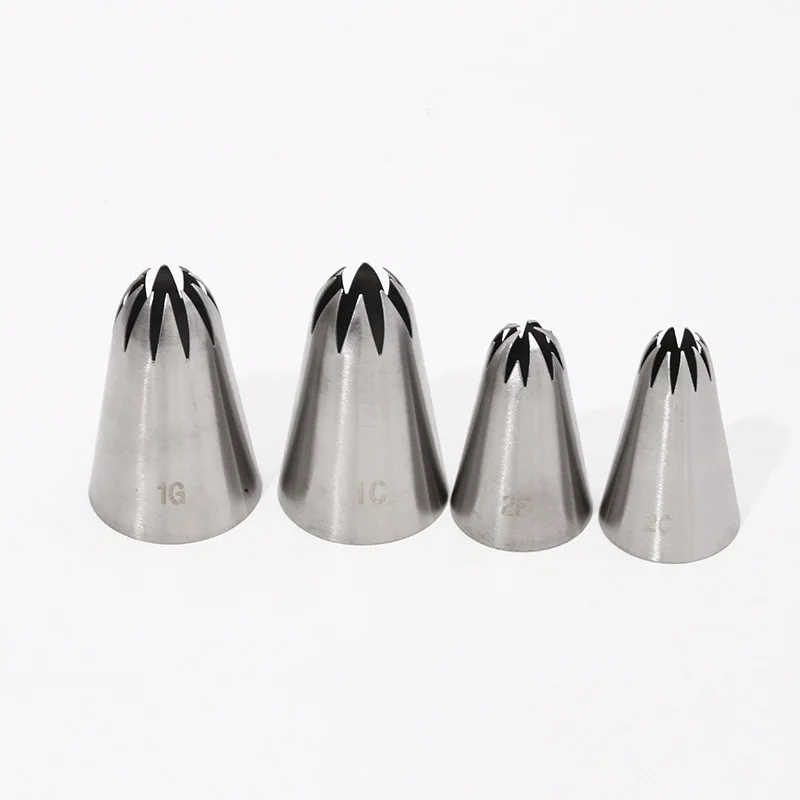 #1G 1C 2F 2C Icing Piping Nozzles For Decorating Cake Cookie Cupcake Piping Nozzle Stainless Steel Pastry Tips Baking Tools