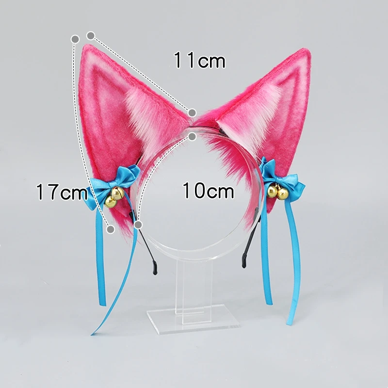 Handmade LOL Ahri ear headwear Cosplay Spirit Blossom Tailed Fox Headband Cos Accessories