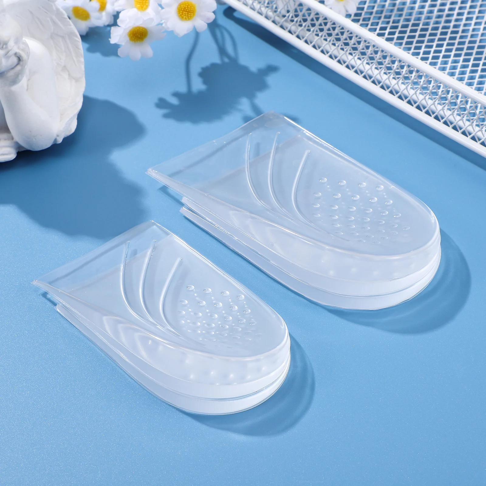 

6 Pairs Transparent Half Pad Heel Lift Inserts Insoles Height Increase Gel Pads Foot Alignment Adjustable Layers Reusable Shoe