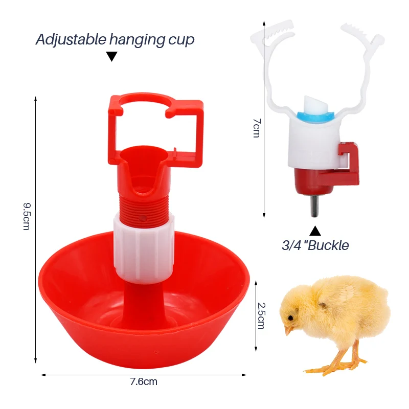 10Pcs Chicken Drinking Cups 25mm Automatic Poultry Bird Quail Water Nipple Hanging Cup Red Waterer Poultry Farm Drinker