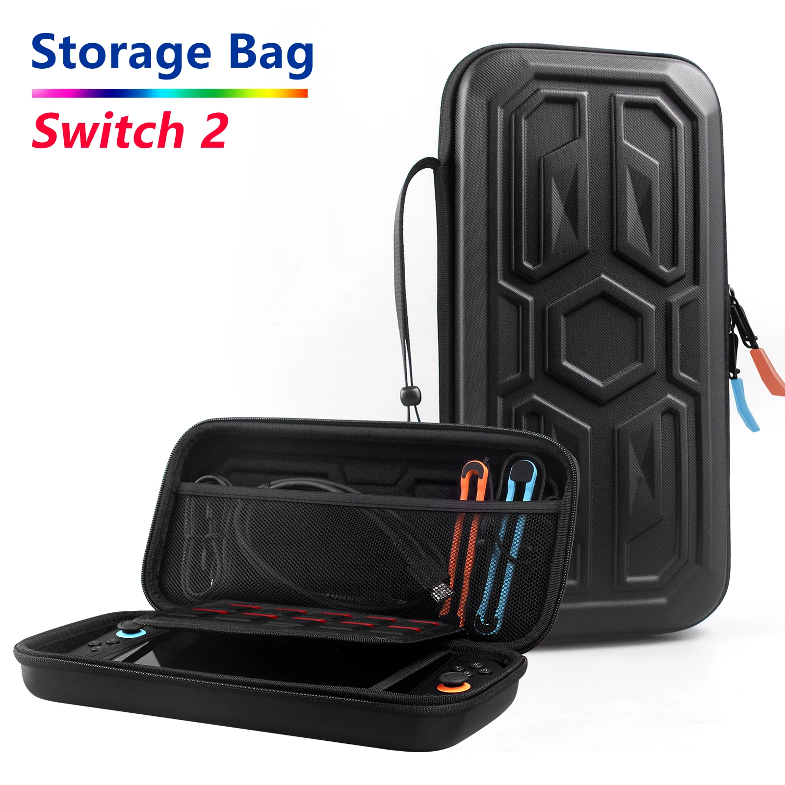 Aufbewahrungstasche für Switch2-Aufbewahrungstasche im Mecha-Stil, EVA-Hartschalen-Aufbewahrungstasche für Switch2-Konsole und Zubehör, All-in-One-Tasche mit mehreren Stufen
