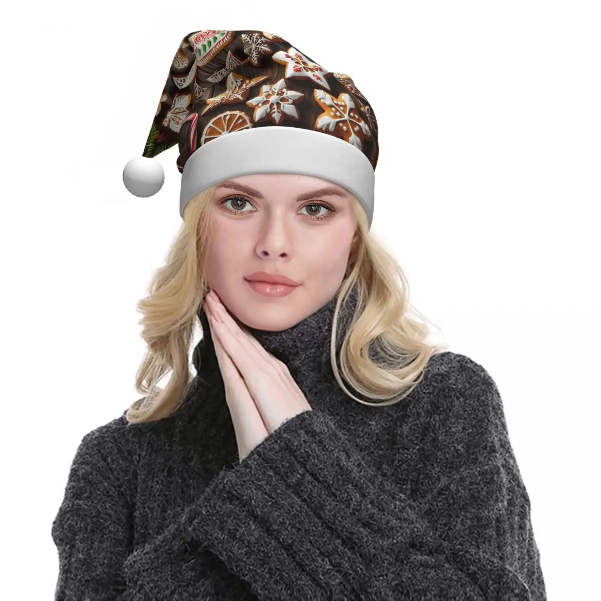 عيد الميلاد عيد الميلاد الزنجبيل رجل عيد ميلاد سعيد القبعات للبالغين سانتا كلوز قبعة السنة الجديدة حفلة ديكور المنزل قبعات