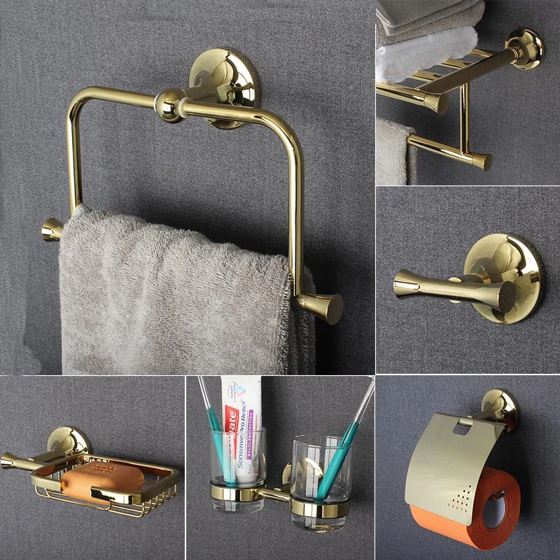 Bathroom Accessories Bath Hardware Set Gold Color Swan Toilet Paper Holder Towel Rack Tissue Holder Roll Paper Holder 5200K