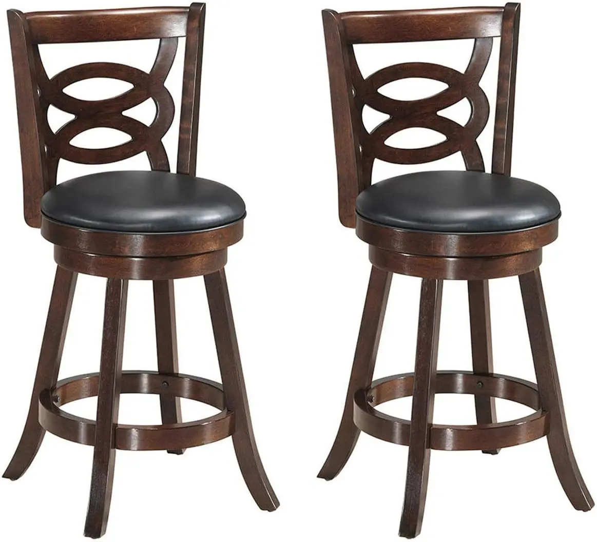 Costway Bar Stools Set Of 2, Counter Height Dining Chair, Fabric Upholstered 360 Degree Swivel, Pvc Cushioned Seat, Perfect For