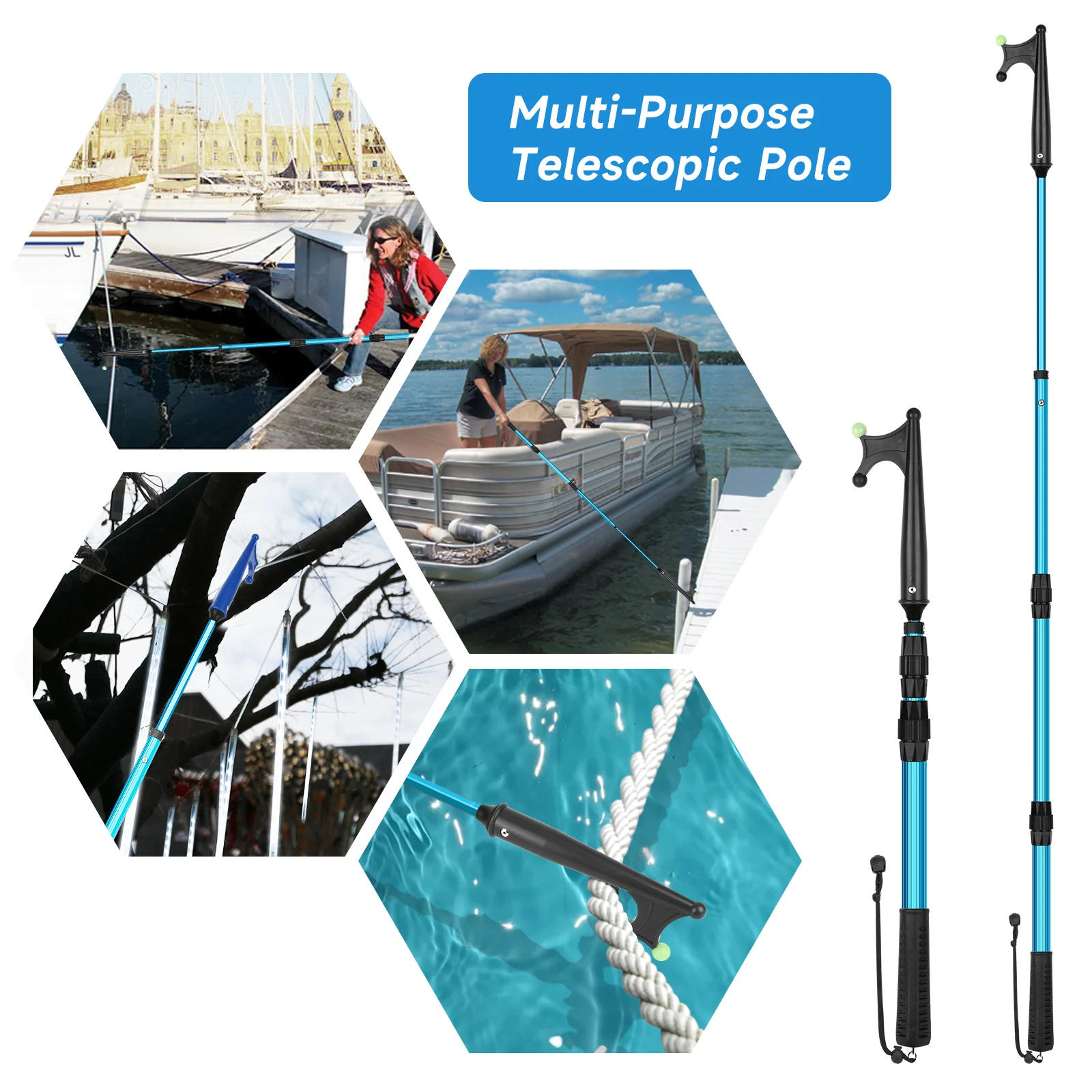 SAN LIKE poste telescópico luminoso para barco con gancho y flotador - imagen 4