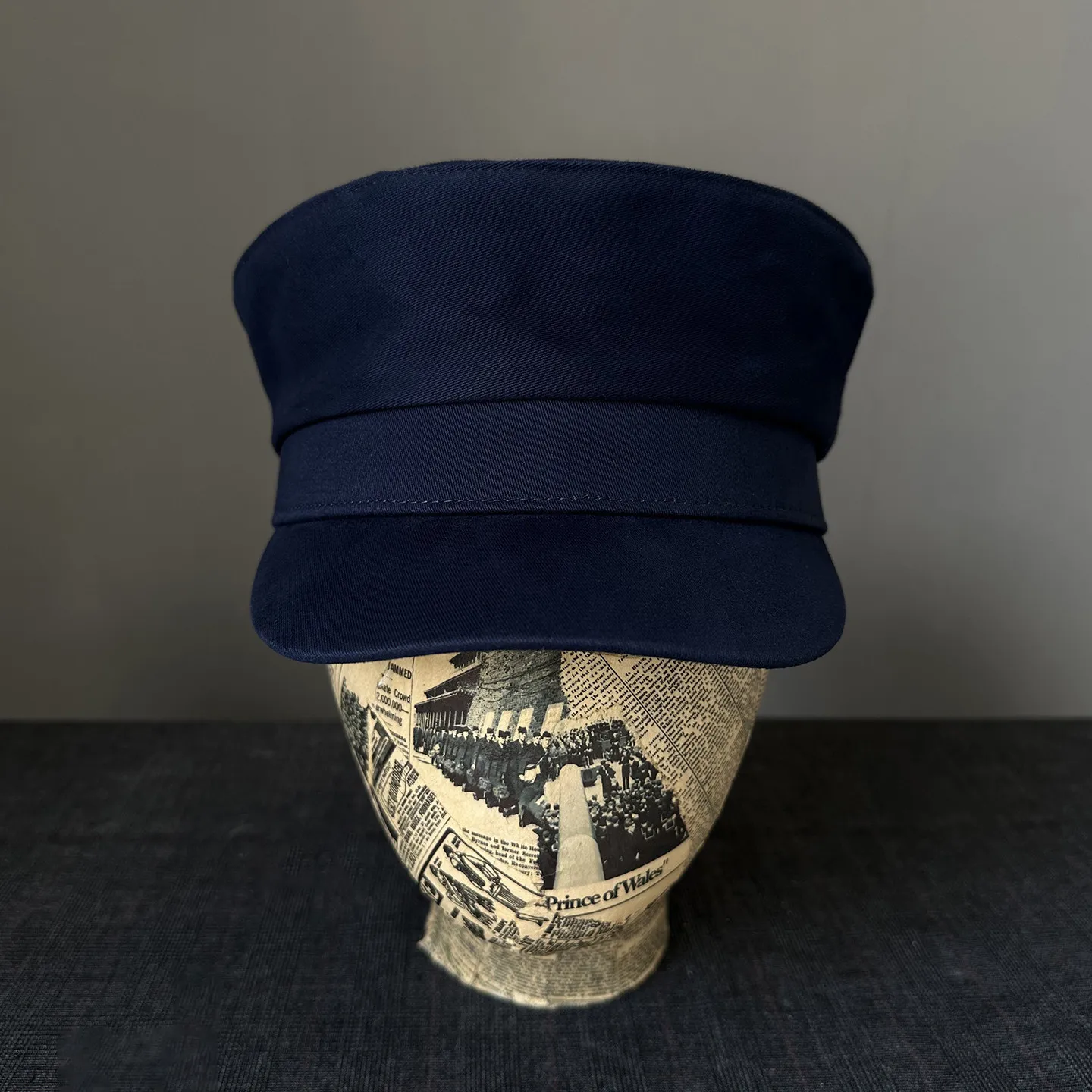 Men Vintage Flat Top Army Cap, Large Head Circumference Short Brim Navy Hat, High Quality Casual Versatile Autumn Baseball Cap