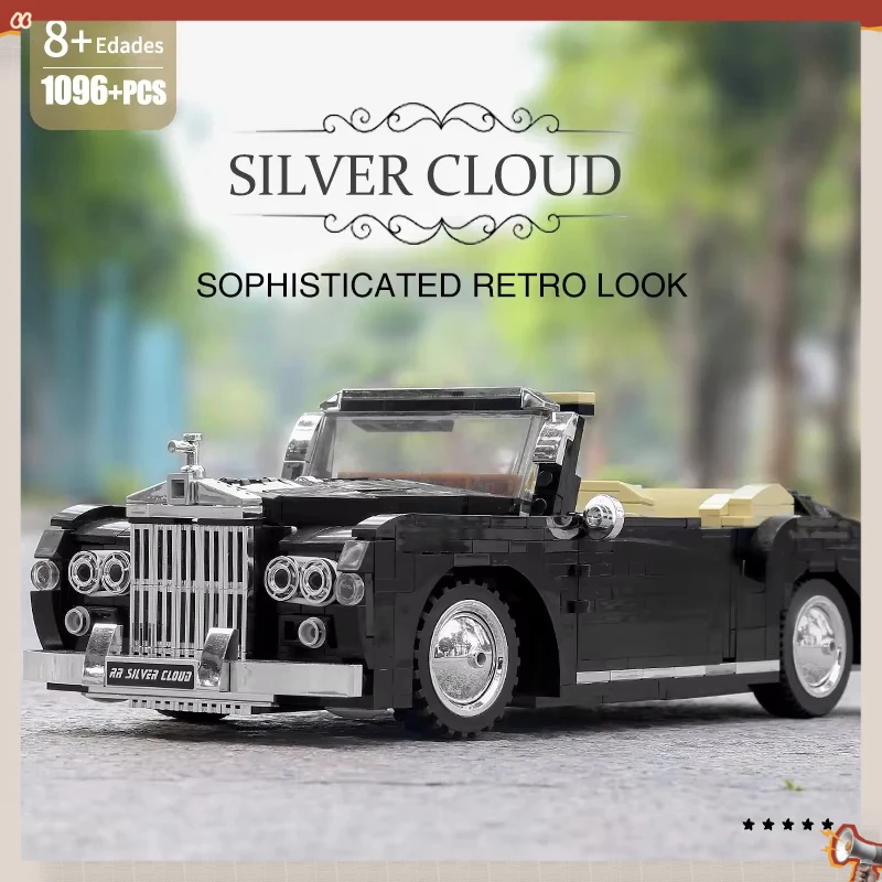 

Конструктор Mould King DIY 10006: Техническая модель автомобиля 1964 RR Silver Cloud, винтажная машина для сборки, игрушка из кирпичиков, подарок для детей