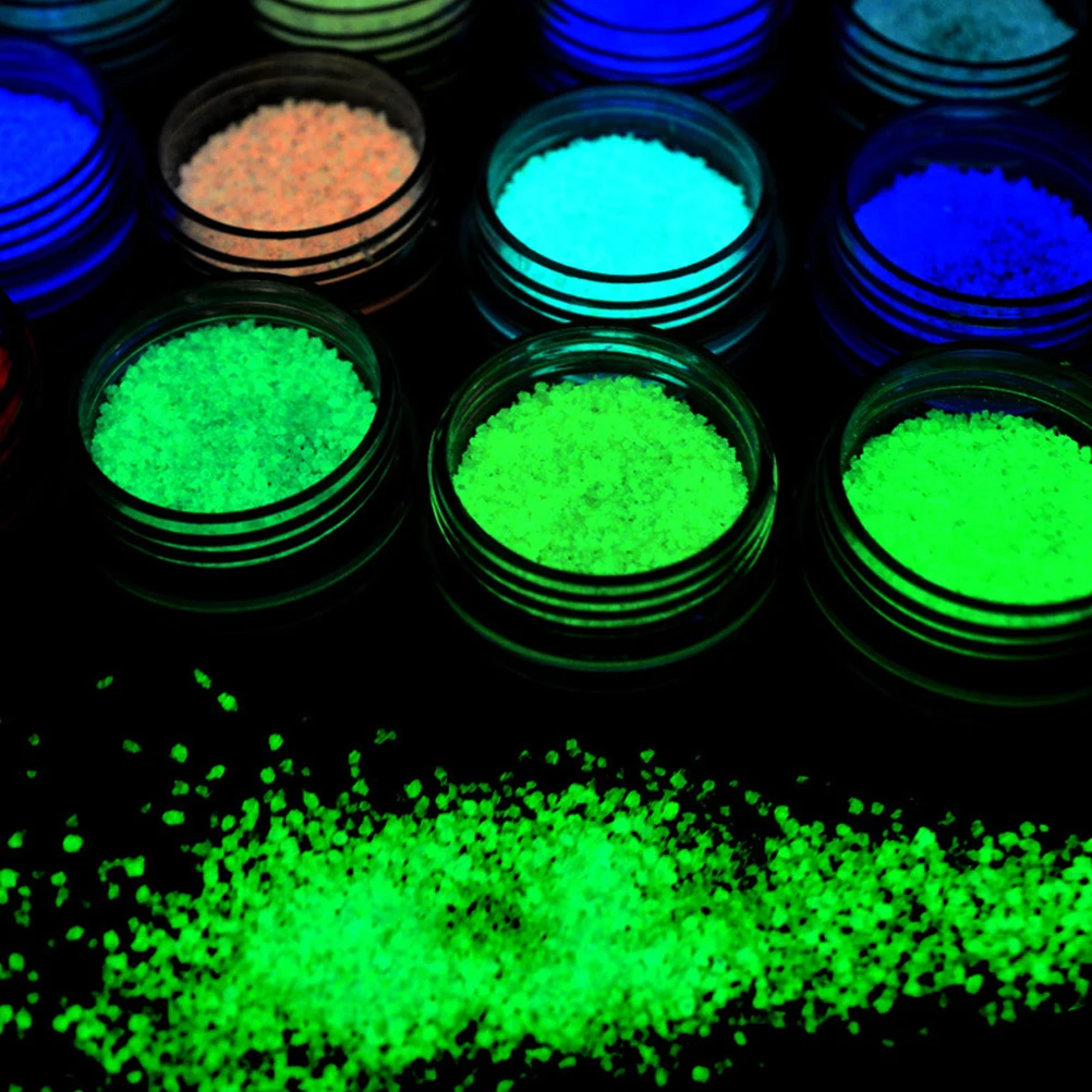 

2 Pack Luminous Sand Blue Nail Decorations for Art Glitter Fluorescent Powder Bright Betta Fish