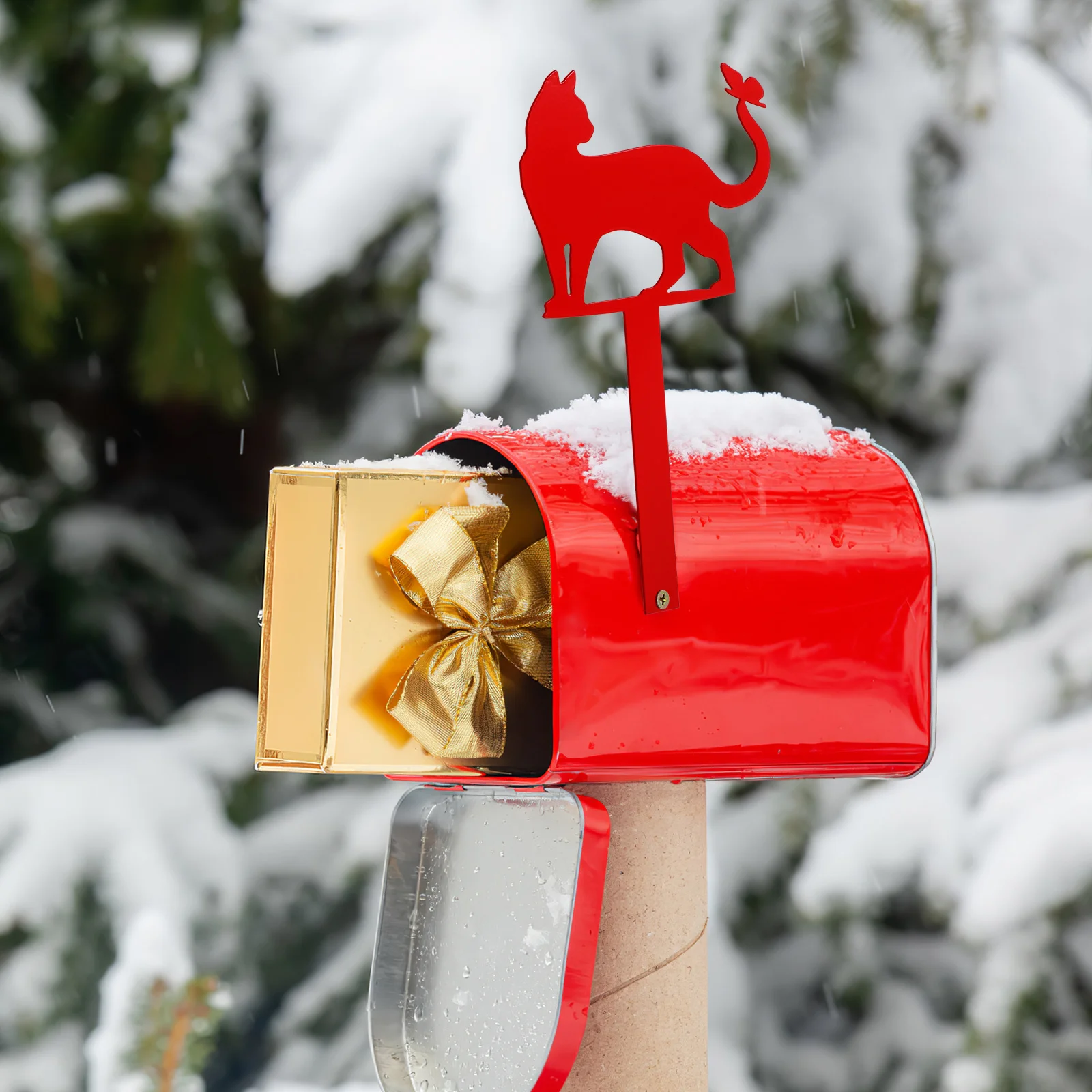 

Iron Mailbox Decor Cat Shape Metal Stake Sign For Garden Yard Outdoor Mailbox Decoration Flag Vertical Stack Adorn