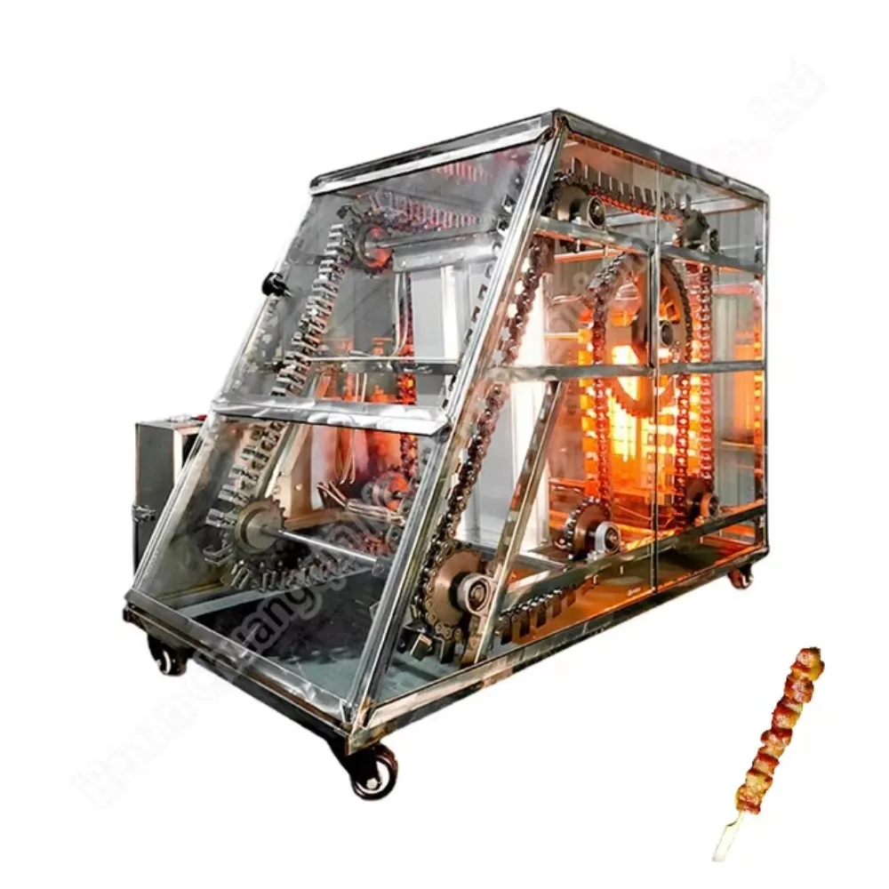 Electric Heating Smokeless BBQ Grill, Non-smoking Kitchen Barbecue, Automatic Kebab Satay Skewer Machine, Indoor Outdoor Cooking