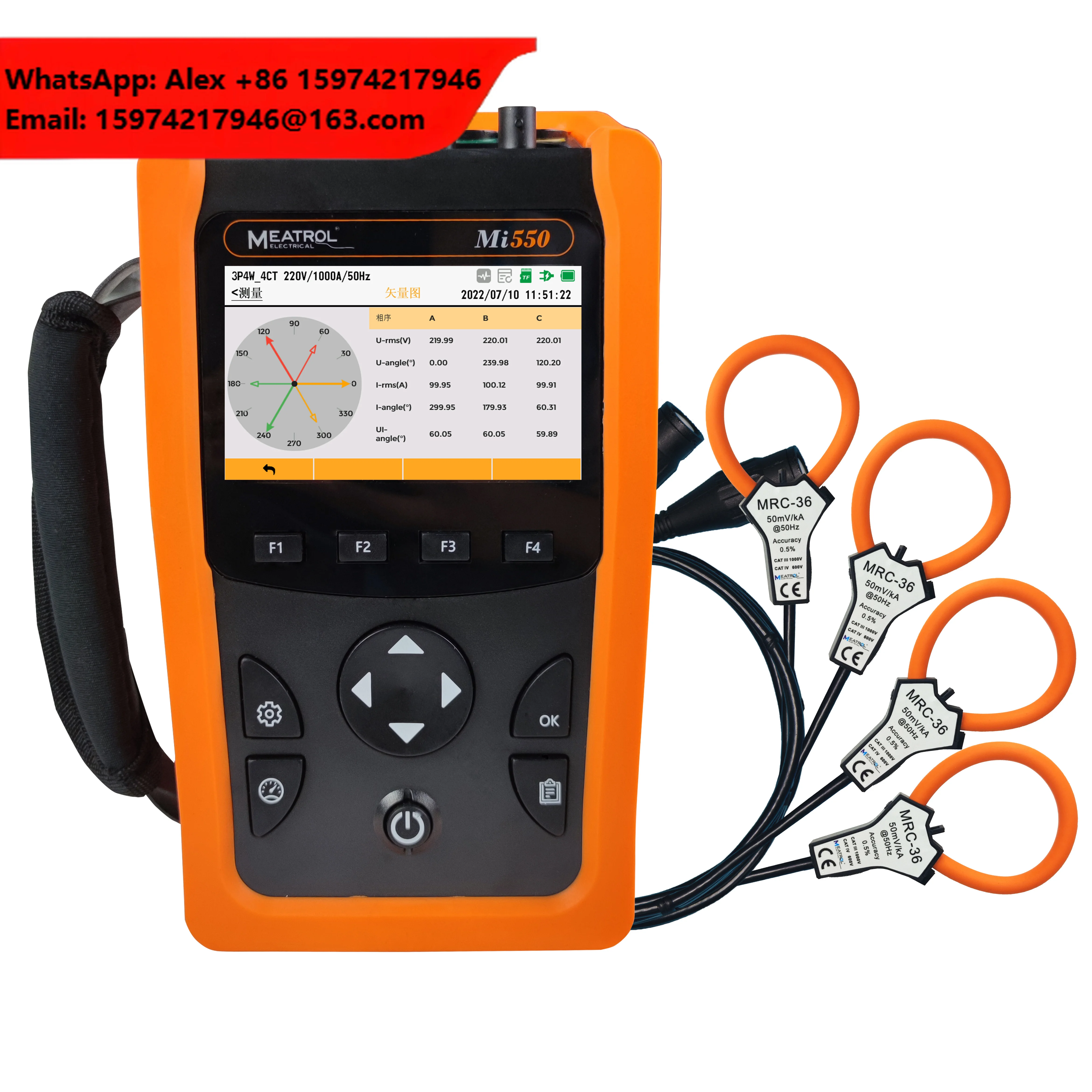 MEATROL Mi550 Power Factor Harmonics Analyzer Handheld Power Quality Analyzer 32GB Energy Logger
