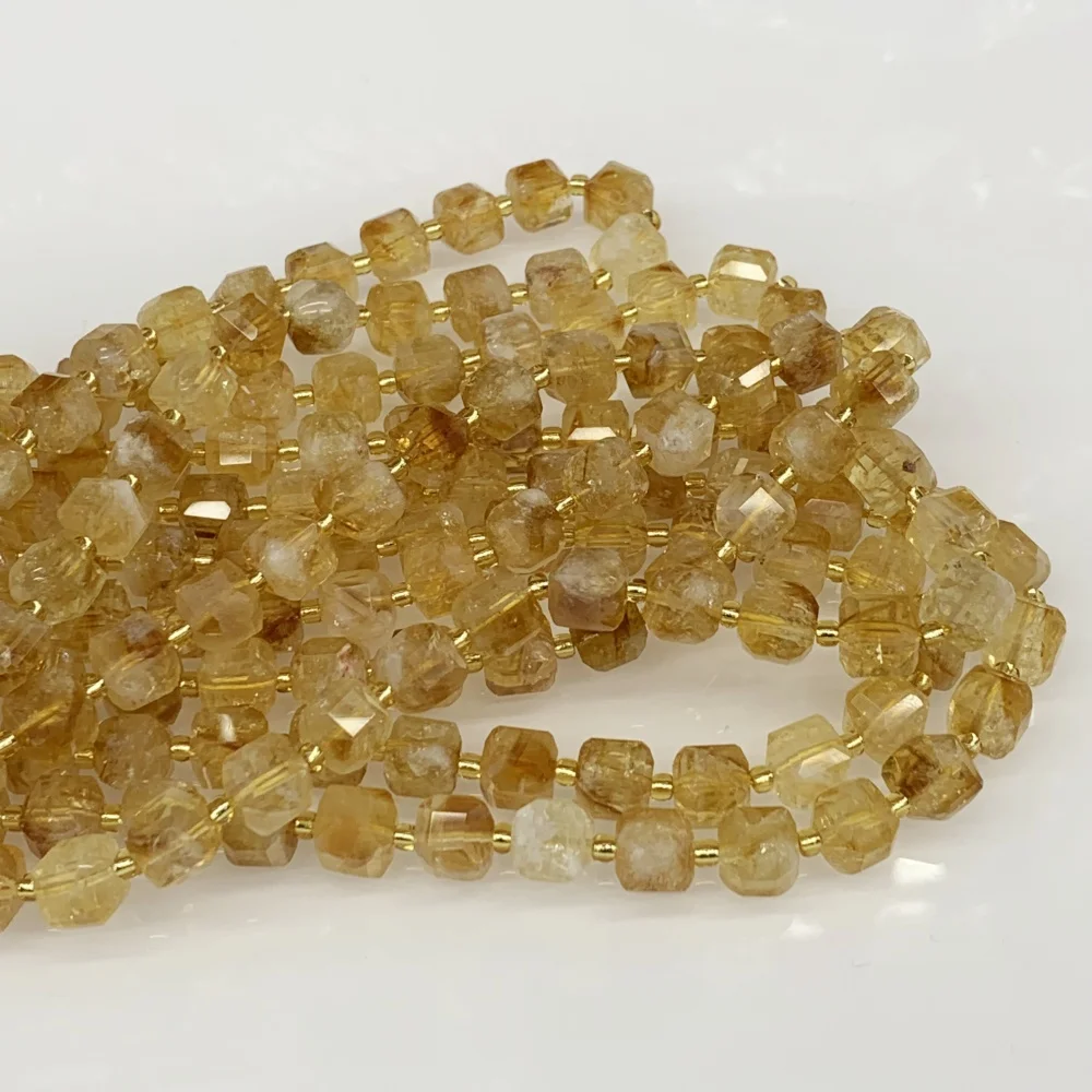 Natural Square 6mm 8mm Citrine Cube amethys Loose Spacer Beads for Jewelry Making DIY Women's Charm Necklace Earrings