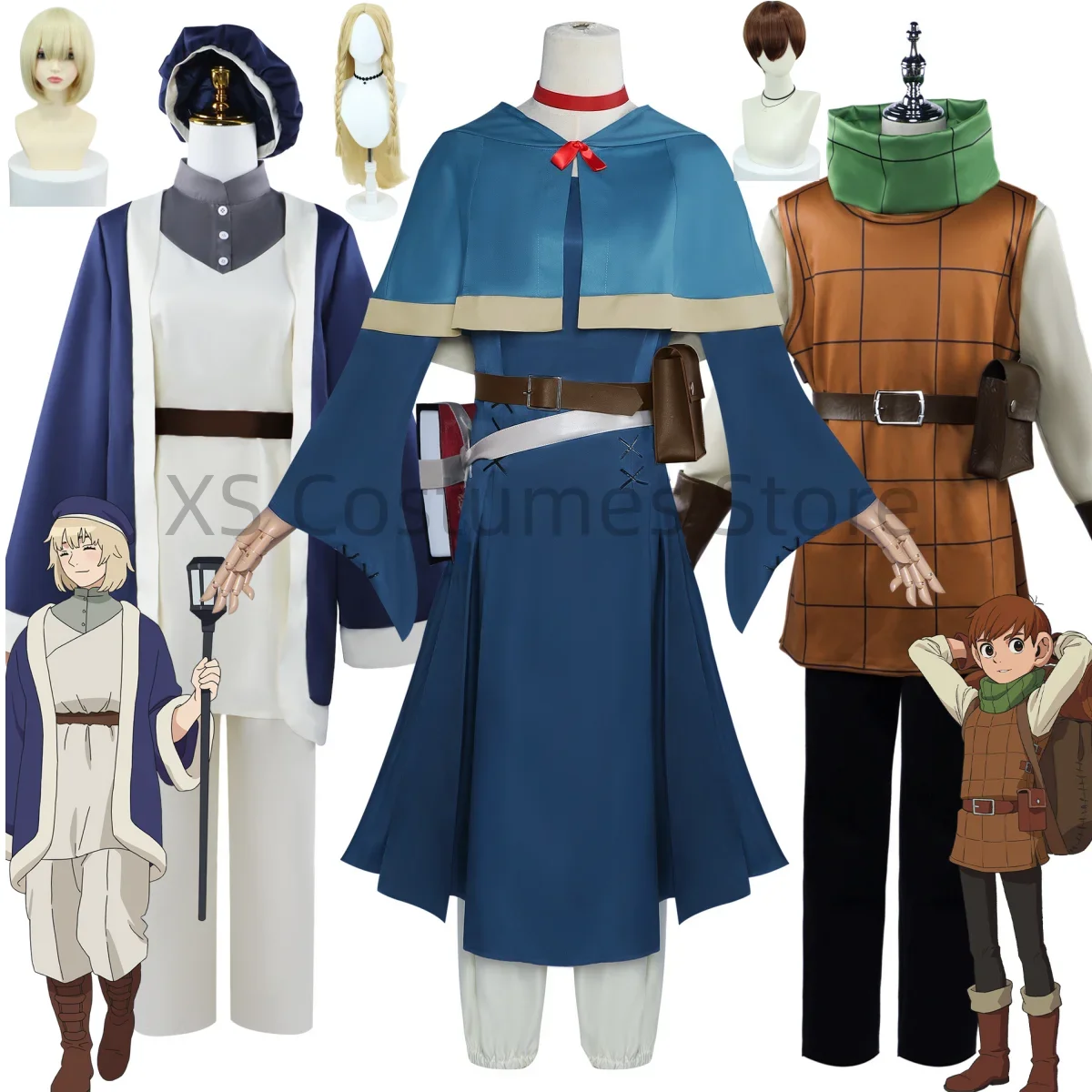 

Anime Delicious in Dungeon Marcille Falin Touden Chilchuck Tims Cosplay Costume Sets Accessories Wig Character Props