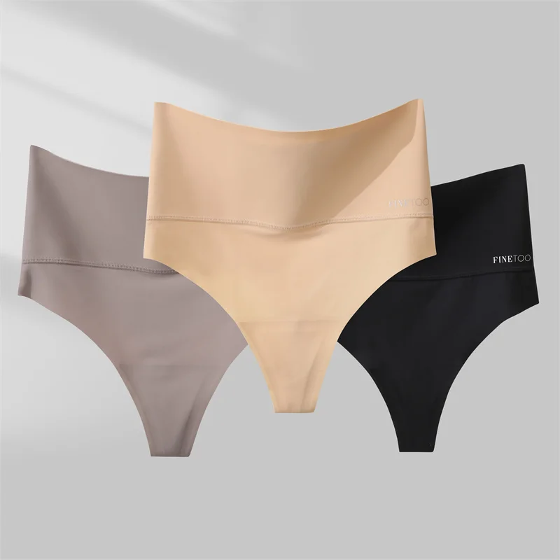 FINETOO Women Seamless Thongs High Waist Bikini Underpants S-XL Ladies G-string Underwear Female Comfortable Thong Panties 2022